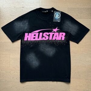 Helstar Men's Black Short Sleeve Logo Tee - Pink Graphic